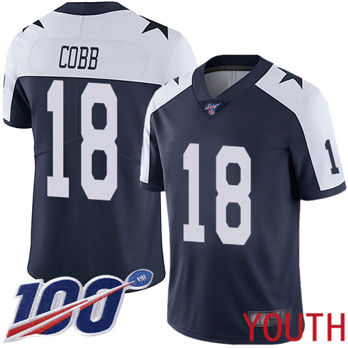 Youth Dallas Cowboys Limited Navy Blue Randall Cobb Alternate #18 100th Season Vapor Untouchable Throwback NFL Jersey->youth nfl jersey->Youth Jersey